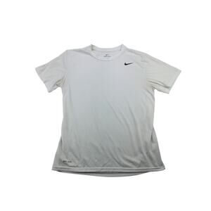 Nike Drifit T Shirt Athletic Short Sleeve Shirt Size L White Black Swoosh